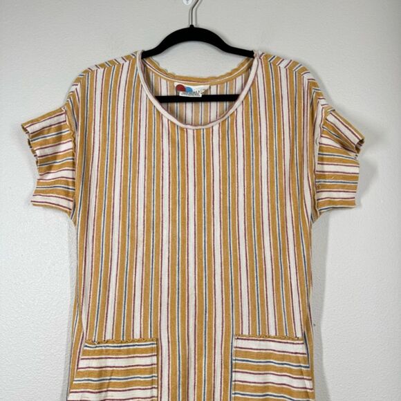 Free People FP Beach Marguerite Striped Maxi Dress Pockets Yellow Cream Size XS - Picture 2 of 10